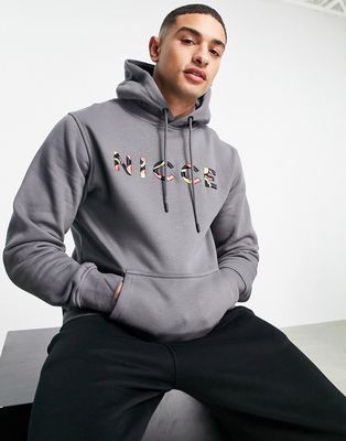 Nicce saturn embroidered hoodie in gray-Grey