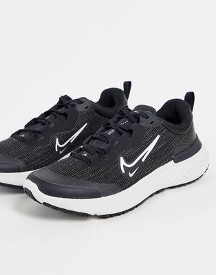 Nike Running React Miler 2 Shield sneakers in black/platinum tint