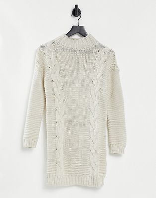 NaaNaa cable knit sweater in cream-White