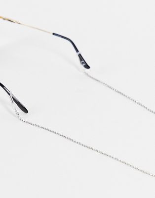 ASOS DESIGN sunglasses chain with crystals in silver tone