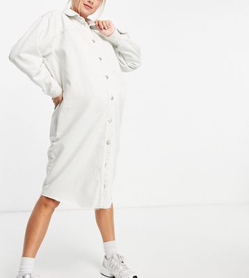Topshop Maternity oversized denim shirtdress in white