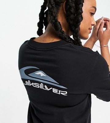 Quiksilver Mid Sleeve Logo t-shirt in black Exclusive at ASOS