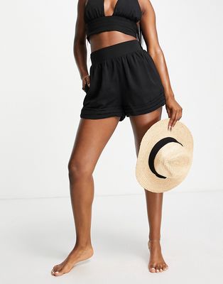 Fashion Union Exclusive high waist beach short in black - part of a set