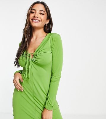 Stradivarius cut-out detail mini dress in olive green