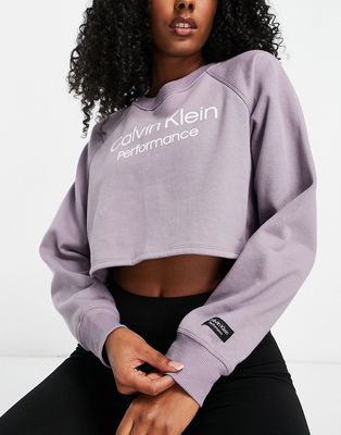 Calvin Klein Performance cropped logo sweatshirt in lilac-Purple