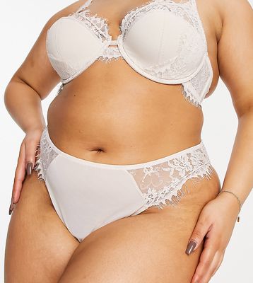 Simply Be mesh and lace brief in light pink