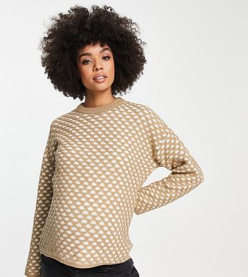 ASOS DESIGN Maternity sweater with textured stitch in brown