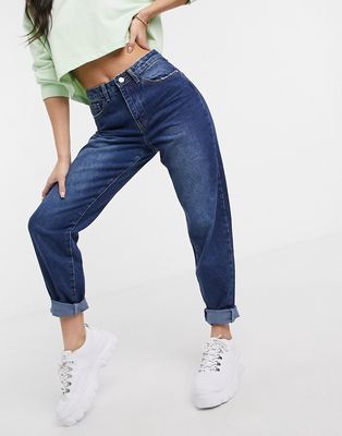 Missguided mom jeans in blue-Navy