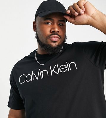 Calvin Klein Big & Tall front logo t-shirt in black