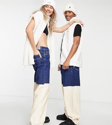 COLLUSION x000 Unisex 90s straight leg jeans in dip dye wash-Blues