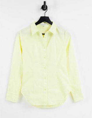 Emory Park wrap back shirt with tie waist in buttermilk poplin-Yellow