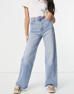 & Other Stories Treasure organic blend cotton wide leg high rise jeans in fisher blue-Blues