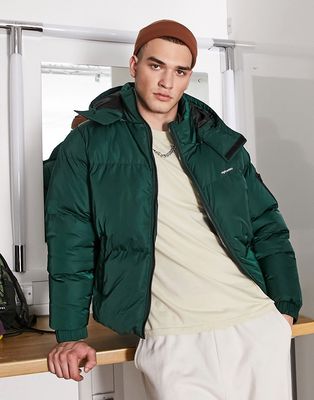 Night Addict hooded puffer jacket in khaki-Green