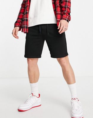 Pull & Bear washed jersey shorts in black