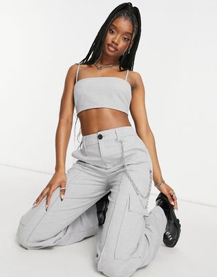 Bershka cropped bralette in gray - part of a set-Grey