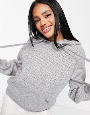 QED London knitted hoodie in gray