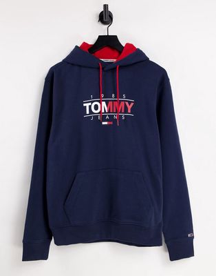 Tommy Jeans essential split logo hoodie in navy