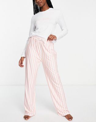 Loungeable Sunday pajama set in pink stripe