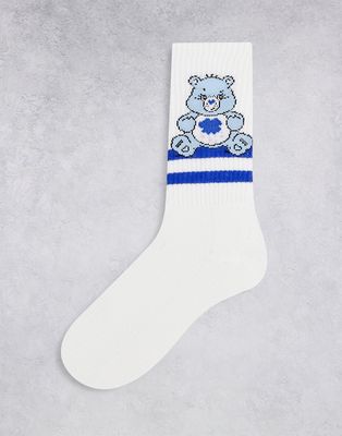 ASOS DESIGN care bear sports socks in white