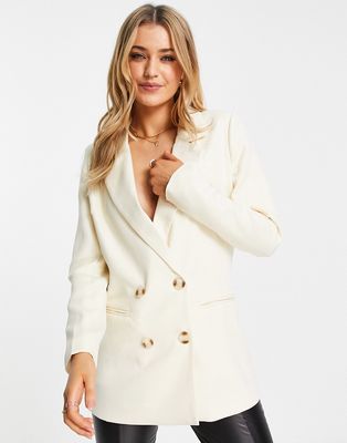 In The Style x Perrie Sian boxy blazer in cream-White