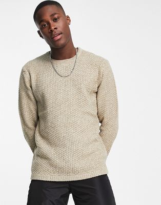 Only & Sons textured knit sweater in beige-Neutral