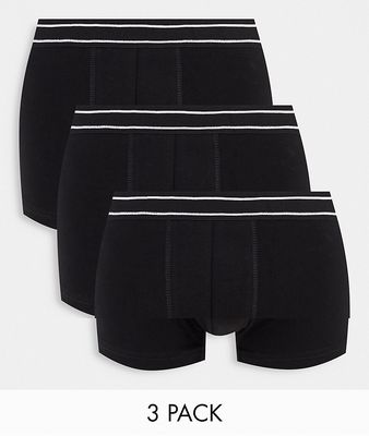 New Look 3 pack boxer with stripe waistband in black