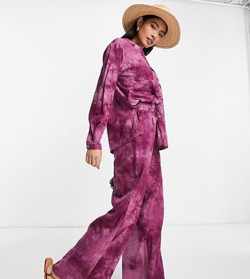 Fashion Union Exclusive beach pant in purple tie dye - part of a set