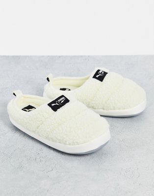 Puma Scuff sherpa slippers in white