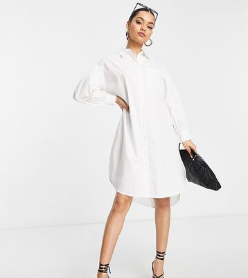 Vero Moda Petite oversized midi shirt dress in white