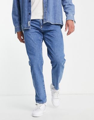 Pull & Bear dad fit jeans in dark blue-Blues