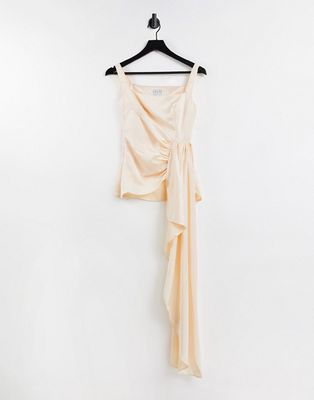Yaura square neck drape top set in oyster-White