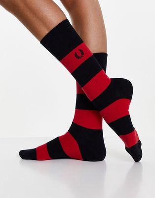 Fred Perry stripe socks in red