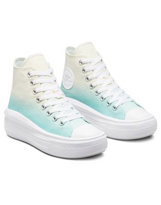 Converse Chuck Taylor All Star Hi Move ombre canvas platform sneakers in egret/light dew-White