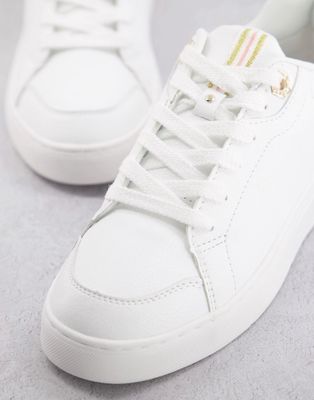 River Island lace up sneakers in white