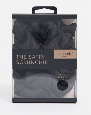 Kitsch Satin Sleep Scrunchies - Black-No color