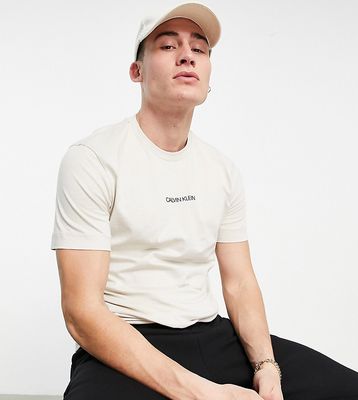 Calvin Klein exclusive to ASOS center logo t-shirt in stone-Neutral
