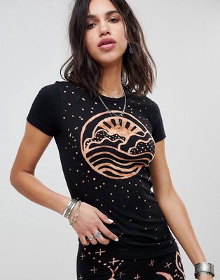 Anna Sui Rising Sun Fitted T-Shirt-Black