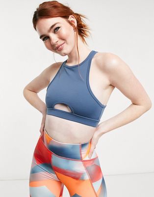 South Beach crop top with cut out in china blue-Blues