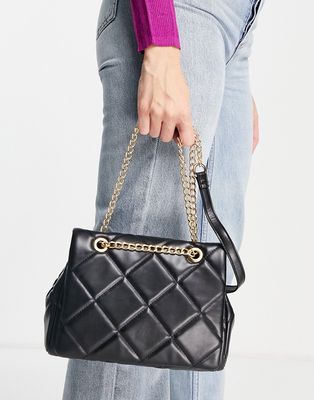 ASOS DESIGN shoulder bag with diamond quilt in black