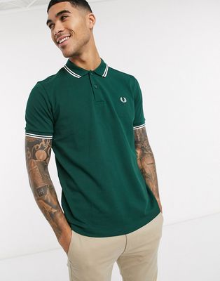 Fred Perry twin tipped logo polo in green