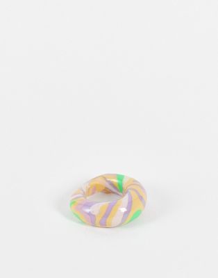ASOS DESIGN rubber ring in dome shape in multicoloured marble