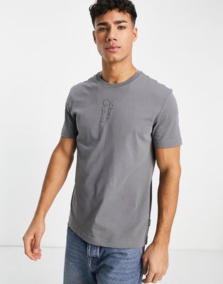 Calvin Klein hybrid logo t-shirt in charcoal gray