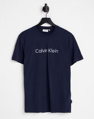 Calvin Klein raised striped logo t-shirt in navy