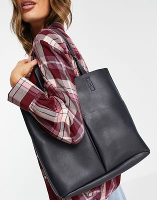 Claudia Canova Unlined Two Pocket Tote Bag in navy