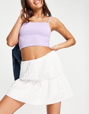 NA-KD embroidered mini skirt in white - part of a set