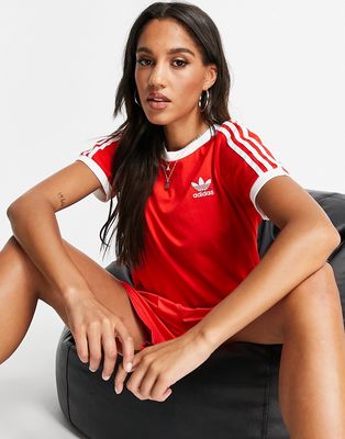adidas Originals adicolor three stripe t-shirt in red
