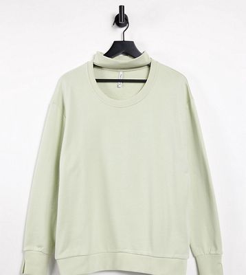 ASYOU cut-out sweatshirt in sage-Green