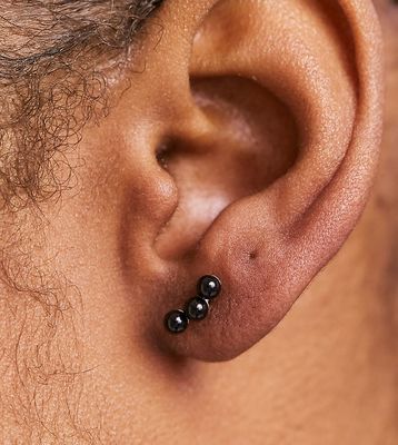 Kingsley Ryan ear climber in sterling silver with black stone crystals