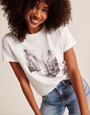 Abercrombie & Fitch graphic t-shirt in white