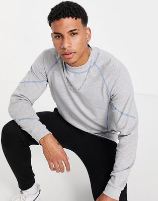 Jack & Jones Core set sweatshirt with high neck & contrast stitch in gray-Grey